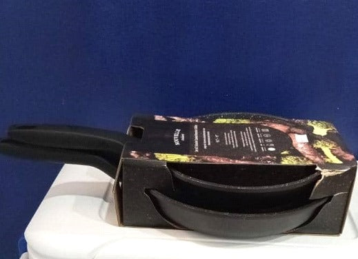 Lot de 2 poêles antiadhésives avec revêtement en granit, manche en bakélite doux au toucher Convient à tous les types de cuisinières Dimensions 9,5’’ et 11’’ Céramique – Gaz – Halogène – Electrique - Induction